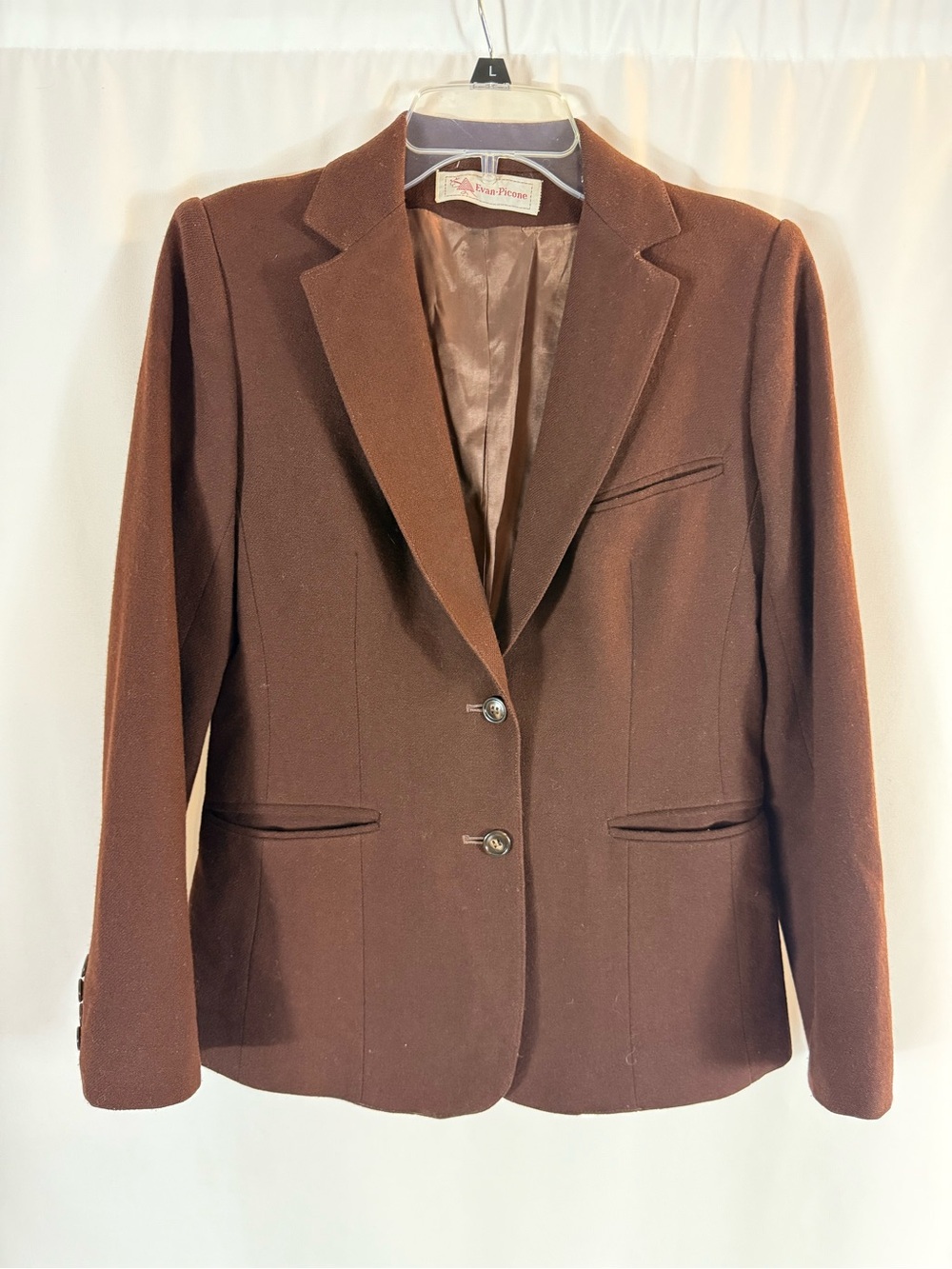 Vintage Evan Picone 80% wool Chocolate Brown Tailored Women's Blazer size:XS